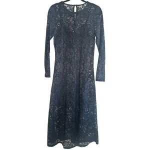 NWT Black Lace Midi Dress Size S Long Sleeve Fit & Flare Keyhole Whimsygoth Dark